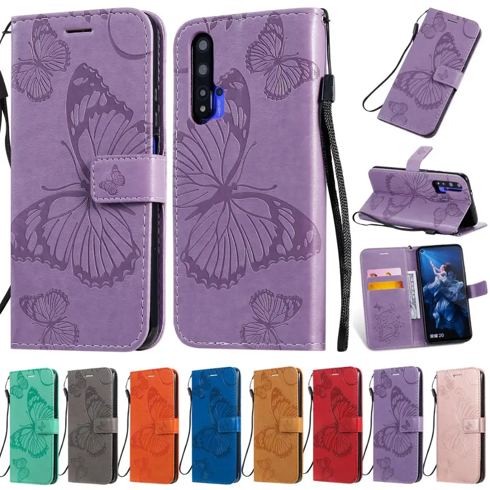 Фото Кожаный чехол бабочка для Huawei Honor 20 Pro Nova 5T Enjoy 10s Mate30 флип винтажный Карманный