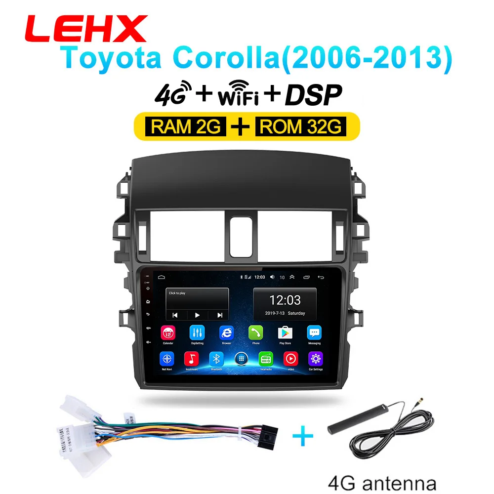 LE932A-4G LEHX автомобильный Android 8,1 Радио мультимедийный плеер навигация gps для Toyota Corolla E140/150 2006 2007-2013 навигация wifi - Цвет: LE932A-4G