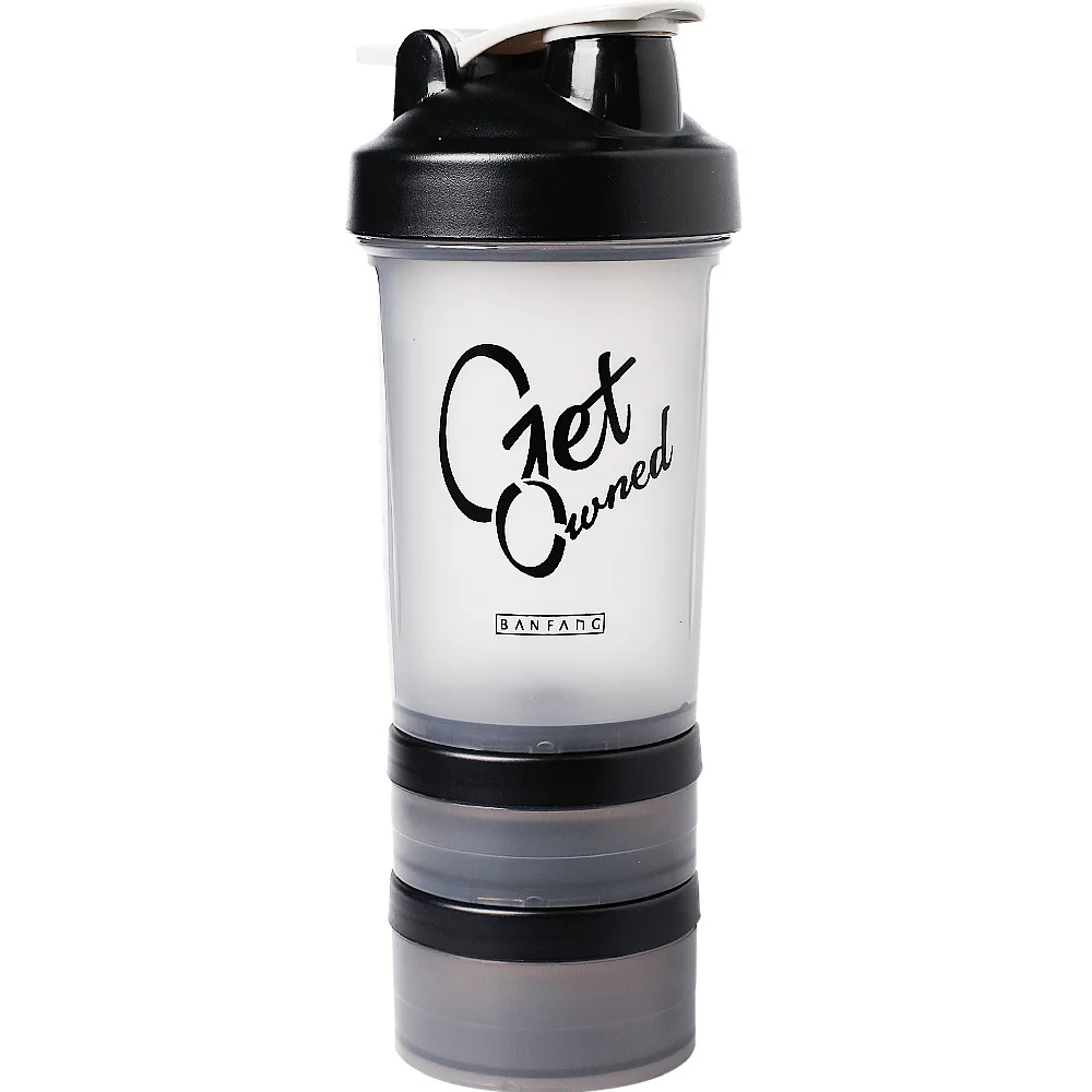 500ML Sports Water Bottles Protein Shaker Milk Mixing Black Portable Outdoor Leakproof Plastic Bottle BPA Free images - 6