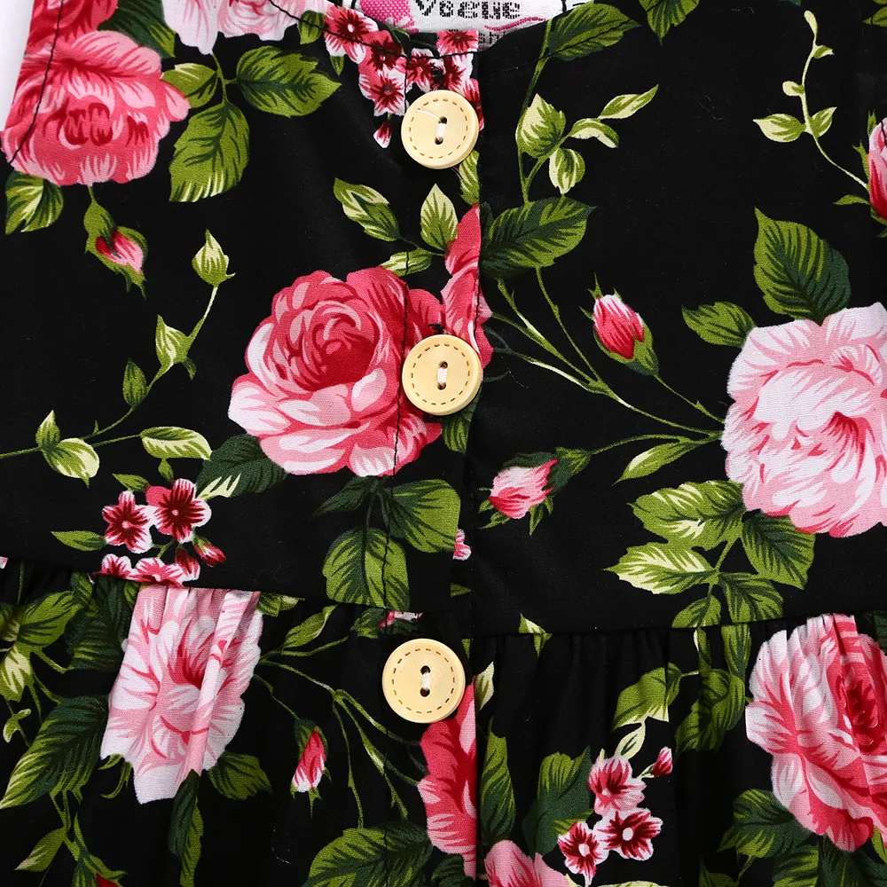 VTOM/летние платья для маленьких девочек Детские без рукавов костюмы с пуговицами