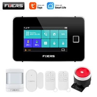 fuers tuya wifi gsm smart home security alarm system touch screen temperature humidity display fingerprint 433mhz control siren