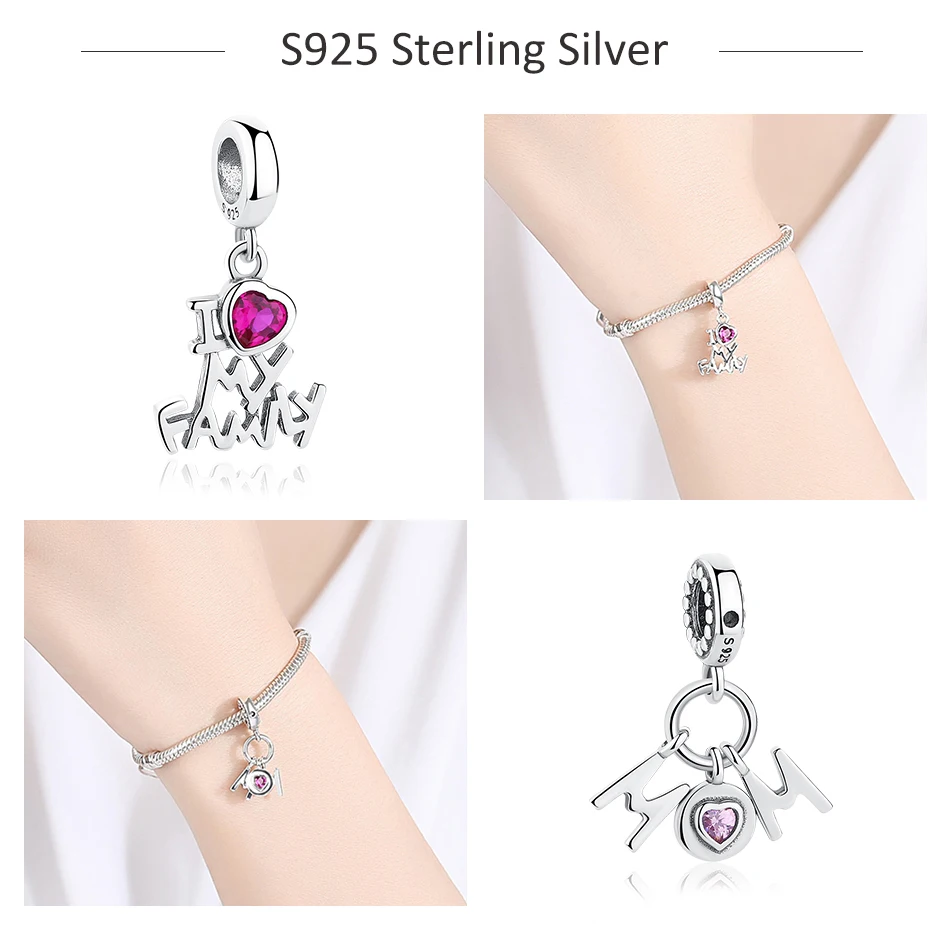 ELESHE чистый 925 стерлингового серебра с рисунком сердца Серьги Подвески подходят