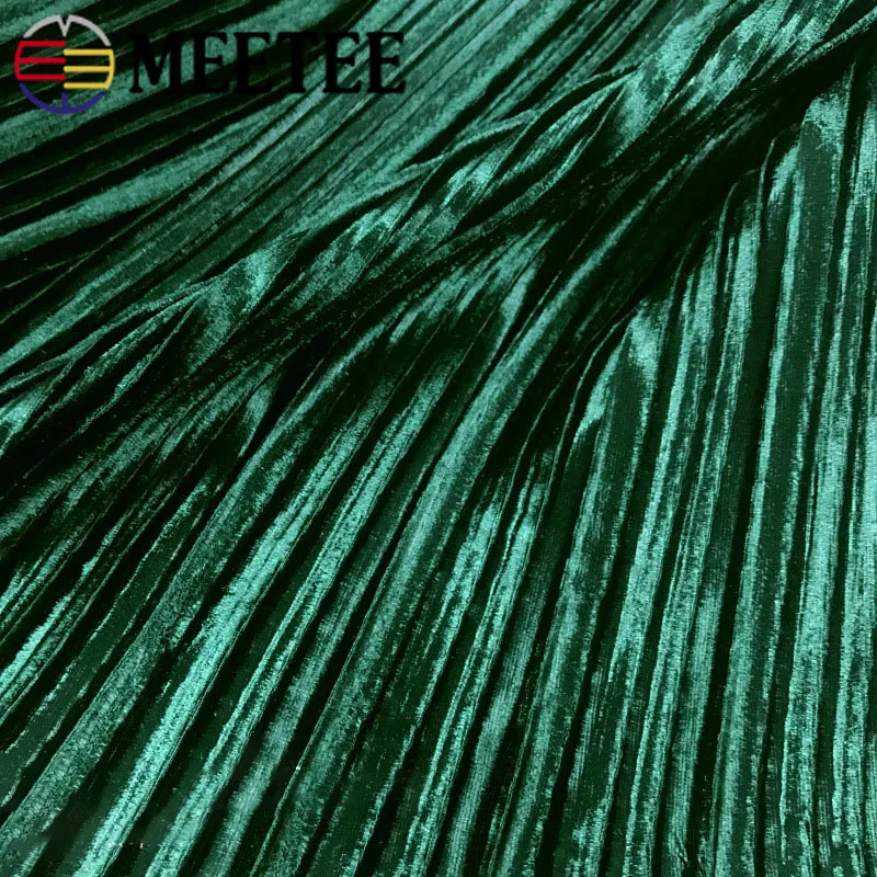 Однотонная плиссированная ткань Meetee 50/100 см X 150 Золотая Бархатная для зимней