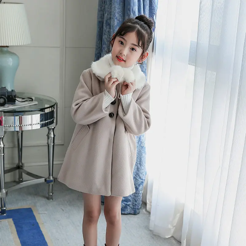 Розовые зимние куртки для девочек пальто кашемировые детские парки с имитацией