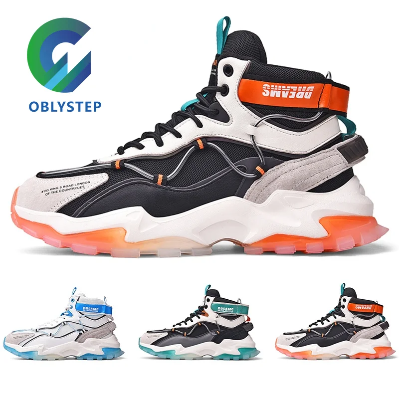 

Fashion Men Sneakers High-top Reflective Casual Shoes Men's Large Size All-match Trend Sports
