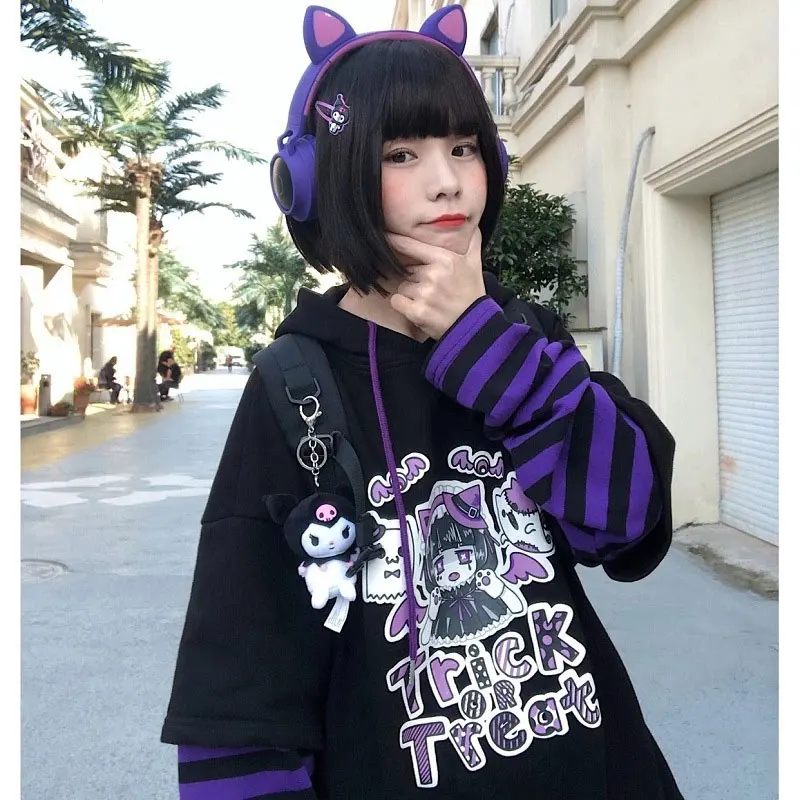 

Japanese Moletom Anime Hoodies Cartoon E Girl Y2K Gothic Harajuku Aesthetic Zip Up Hoodie Pullover Women Sweatshirts Emo Clothes