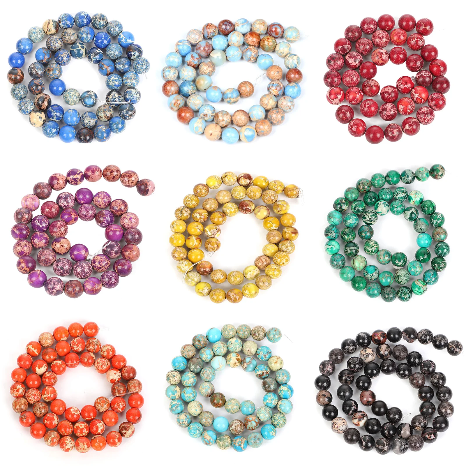 

4/6/8/10/12 мм круглые бусы из натурального камня, для изготовления ювелирных изделий императорская яшма камень Свободные Spacer Бусины Браслет ож...