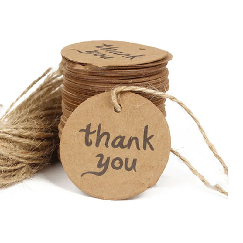 

Новая круглая подвесная бирка из крафт-бумаги Thank you/DIY бутылочка для желаний, открытка, оптовая продажа, диаметр 4 см