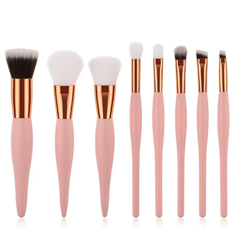06 . 8pcs pink 4 шт. или 9 шт. набор косметических инструментов кисти для макияжа пухленькая кисть/пламя/плоская головка/микро-кисть 2 цвета румяна Тональная основа консилер - Handle Color: 06 . 8pcs pink