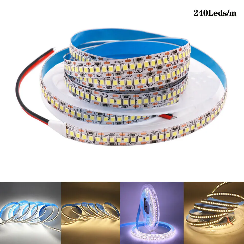 Светодиодный полосы светильник DC 5V 12V 24V SMD 2835 240 светодиодный s/М 5 м белый лента не