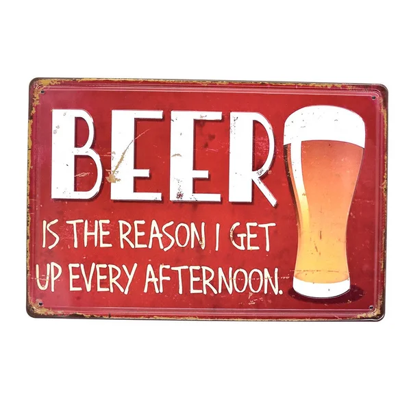 

Beer Served Here Vintage Metal Tin Signs Bar Decor Art Wall Poster Plaque