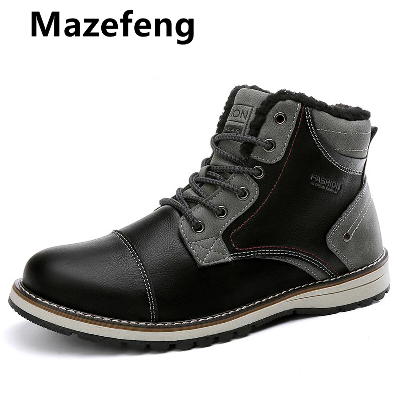 Mazefeng/Новинка года; кашемировые теплые мужские зимние ботинки; Водонепроницаемая Мужская обувь; Зимние ботильоны на меху; дышащая мужская зимняя обувь