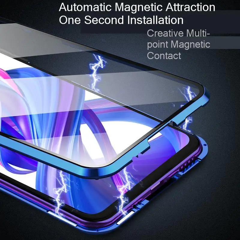 Чехол для huawei Honor 9x, двойной, полный, передний, задний, из закаленного стекла, металлический, магнитный, прозрачный, для Honor 9x20 Pro, чехол, Coque Funda