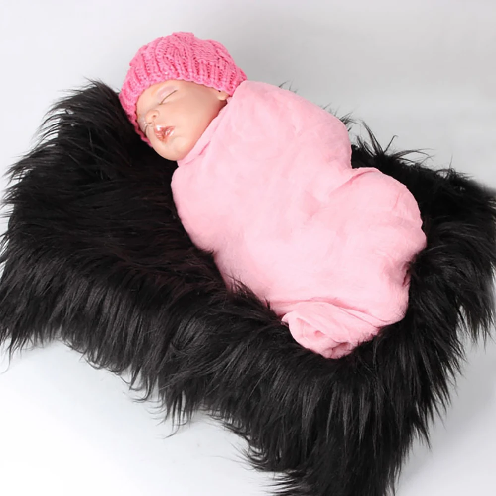 

Lychee Faux Fur Blanket Solid Color Photography Blanket Fake Fur Rug Blanket