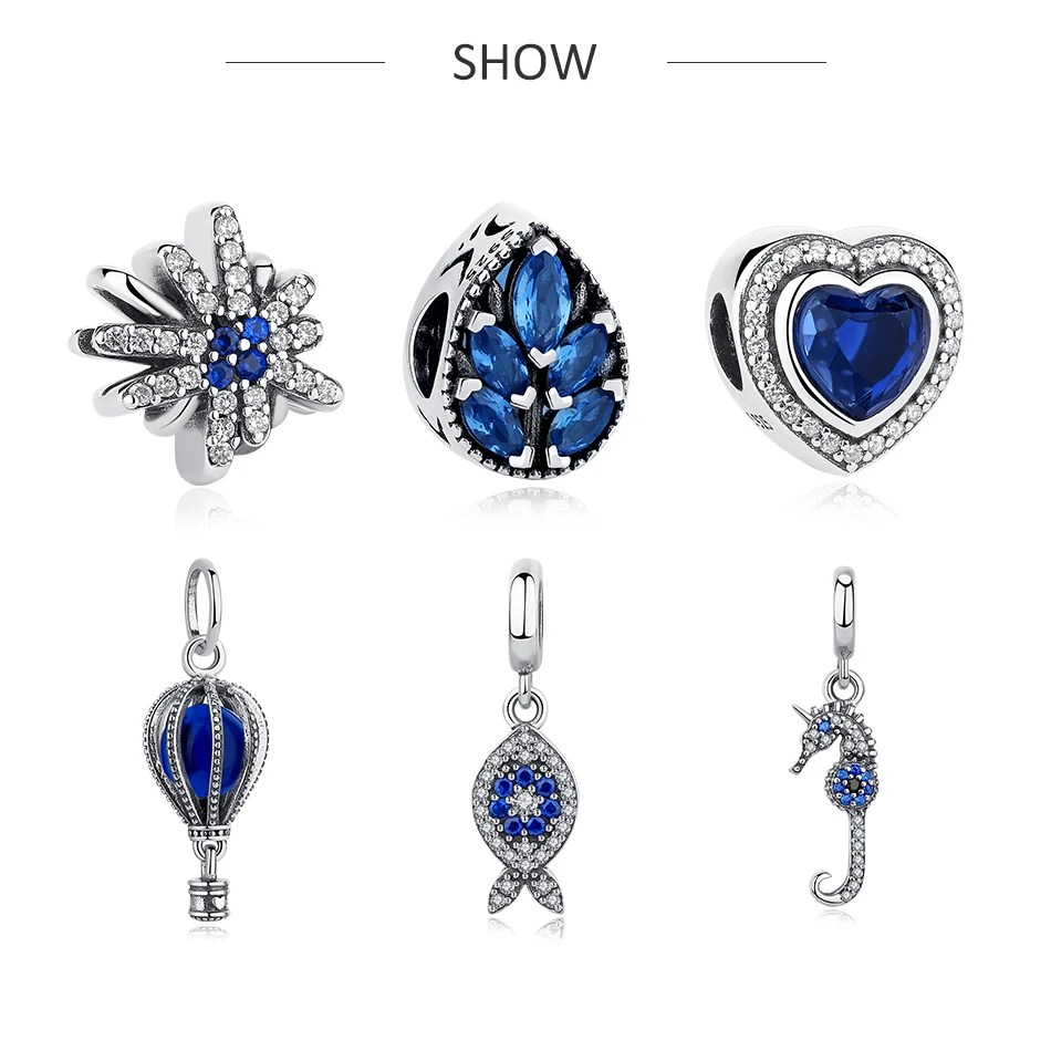 ELESHE 925 пробы серебро синего цвета с украшением в виде кристаллов глаза сердце из