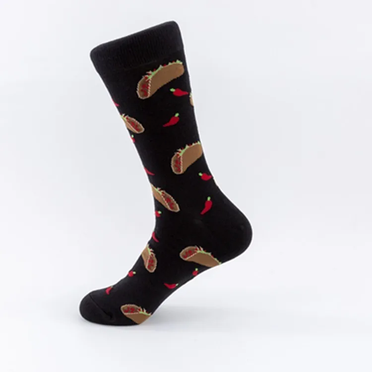 

1 Pair Men Socks Combed Cotton Cartoon Animal Owl Frog Shark Striped Novelty Funny Socks Casual Calcetines Hombre soken