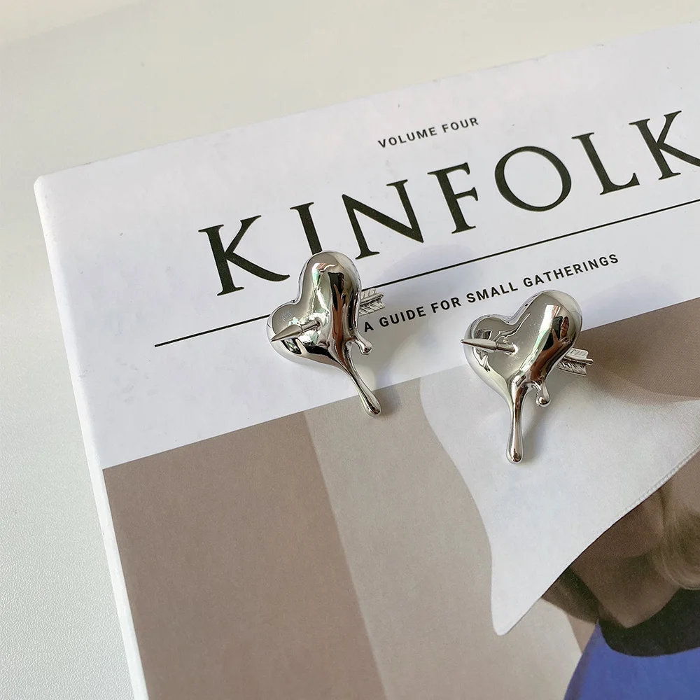 

Fashion Personality Love Heart Tassel Long Brooches Necklace Earrings Trendy Suit Corsage Badge Pins For Women