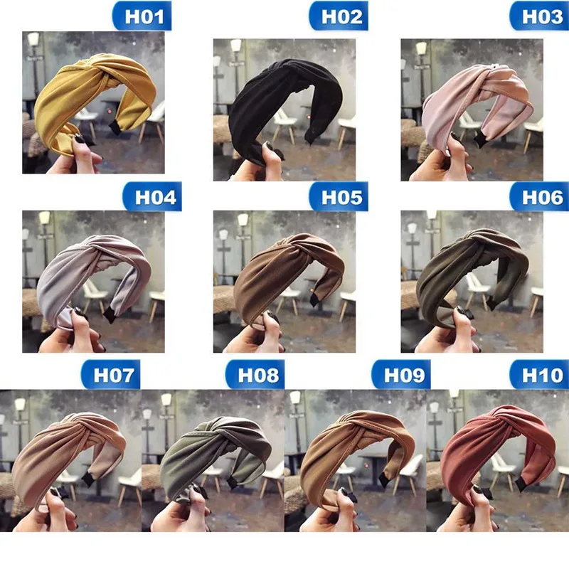 

Lady Wide Plastic Hair Hoop Bezel Hair Bands Accessories 2021 Solid Color Cloth Cross Hairband Headband Turban for Women