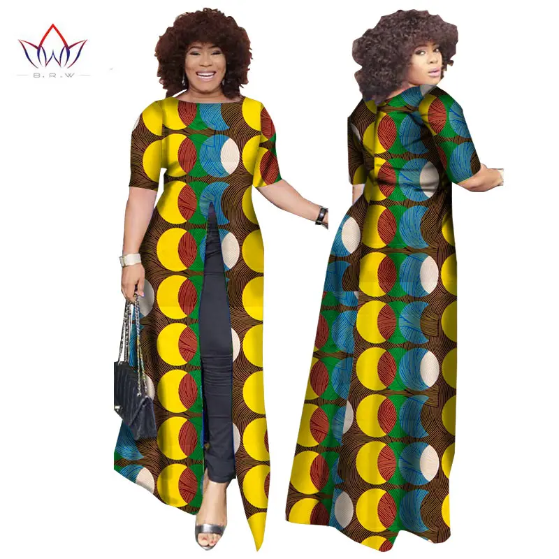 Африканский dashiki африканских платья повседневные Прямые сплит печати Африканский принт хлопок Одежда Сорочка африканского Femme brw WY852 - Цвет: 17