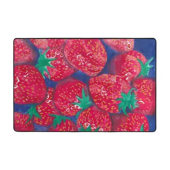 Juicy Red Strawberries Doormat Carpet Mat Rug Polyester Anti-slip Floor Decor Bath Bathroom Kitchen Living Room 60*90