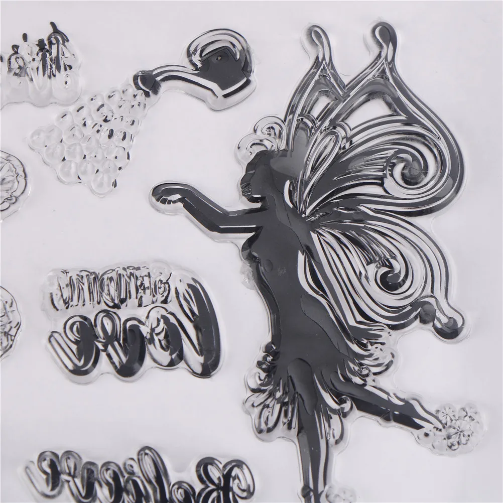 

Hot 1PC Cute Fairy Transparent Clear Silicone Stamp/Seal For DIY Scrapbooking/photo Album Decorative Clear Stamp
