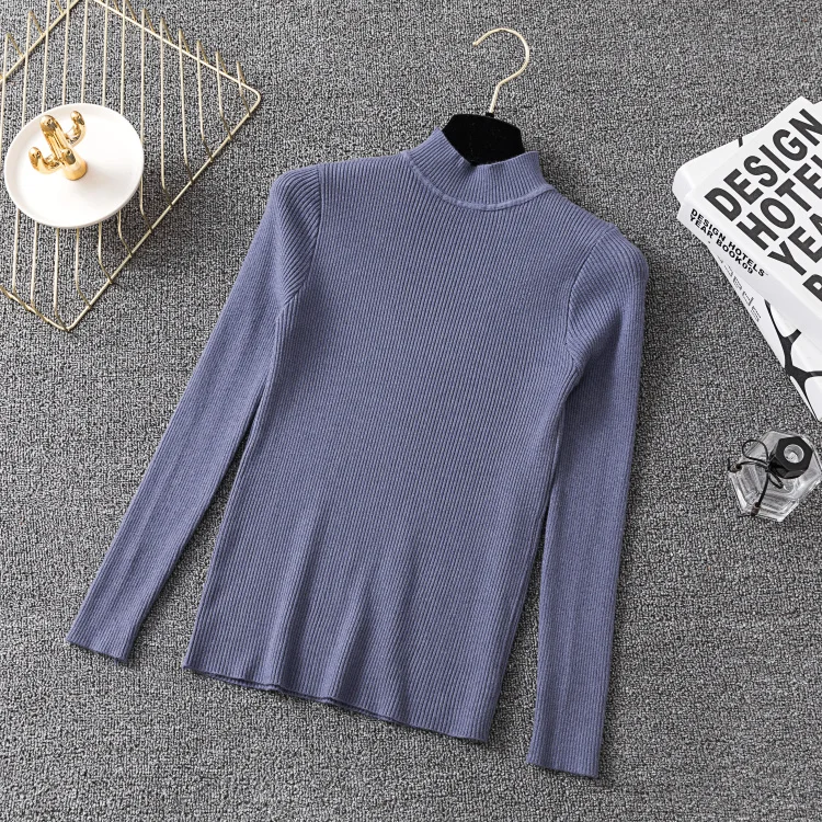 

Top Women's Sweater 2021 Half Turtleneck Sweater Pullover All-match Slim Bottoming Shirt Women's Long-sleeved Autumn and Winter