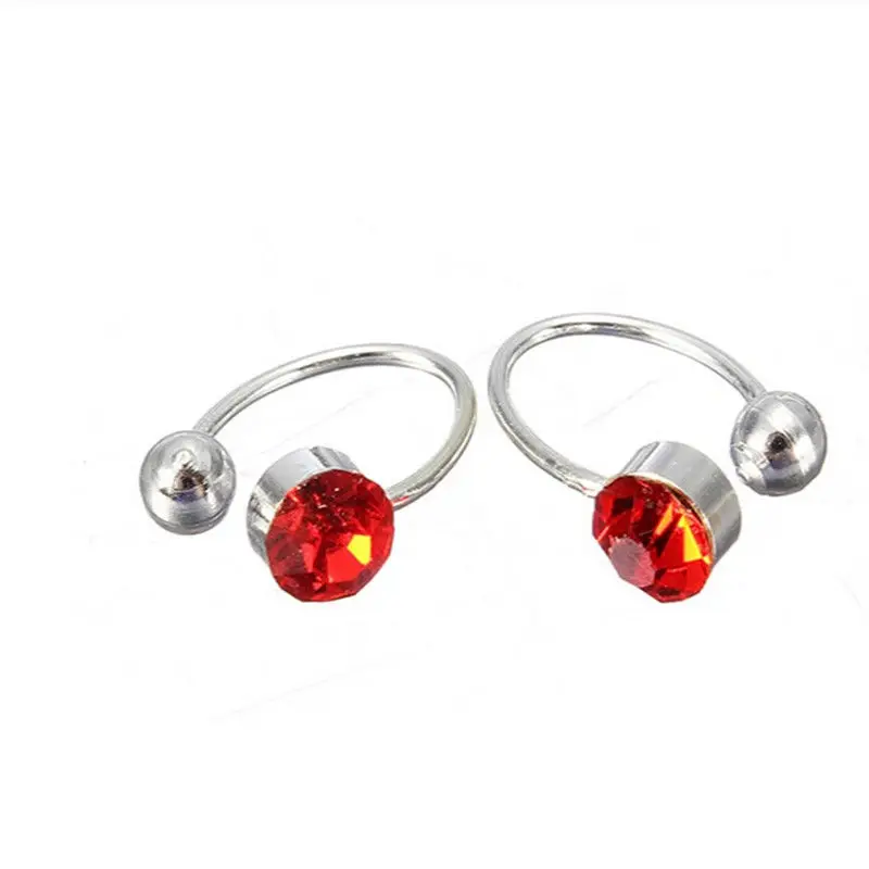 

1pair Fashion Punk Small Round Rhinestone Ear Cuff Multi-color Male Female Crystal Earrings Size 4mm Wrap Ear Cuff