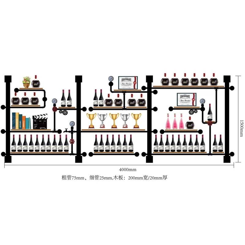 

High Quality Iron Wall Mounted Wine Holder European-style Creative Wine Rack Wine Bottle Display Retro Design Stand Rack