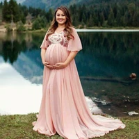 cute maternity dresses photography props lace chiffon pregnancy dress photo shoot for baby showers long pregnant women maxi gown
