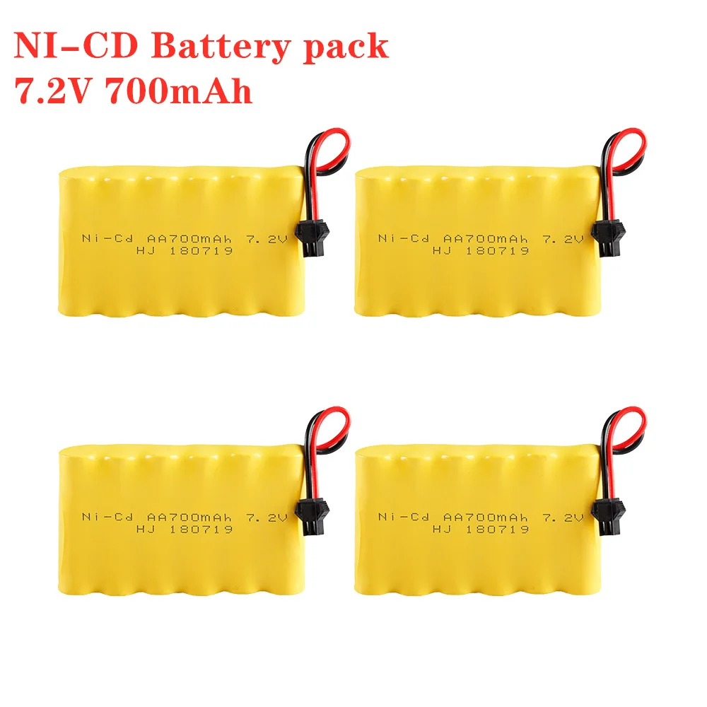 

7.2v 700mah Ni-Cd Rechargeable Battery For Rc Toys Car Boat Gun Tank Train Spare Parts Aa 7.2v Battery Pack SM Plug 1-10pcs