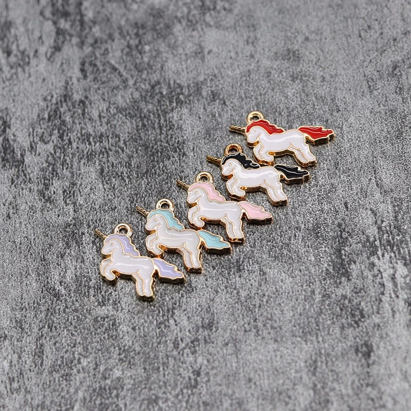 

5/10pcs/lot Cartoon Enamel Unicorn Diy Pendant Jewelry Findings Charms Handmade Necklace Girls Kids Accessory Jewelry DIY