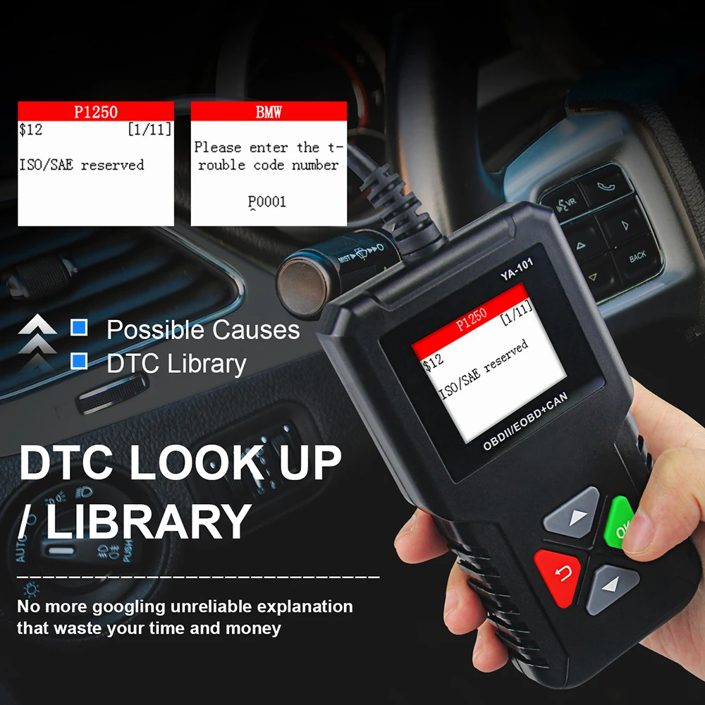 Автомобильный доктор полный OBD2 сканер YA101 для детей возрастом от 12V автомобильный