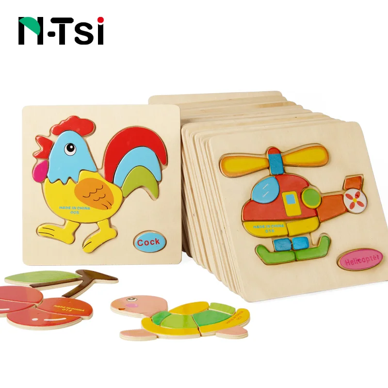N-Tsi, детские деревянные головоломки, игрушки для малышей, Развивающие головоломки, Развивающие детские игрушки для детей, игры, Мультяшные животные, подарок, 3 года