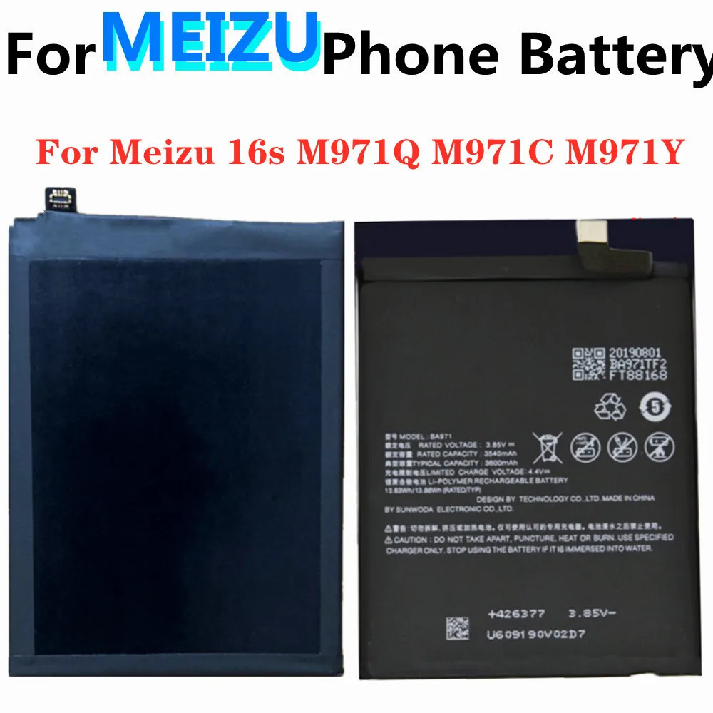 

New 3600mAh BA971 Battery For Meizu 16s M971Q M971C M971Y Phone Battery