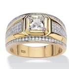 Классическое мужское кольцо, позолоченное, властительное, квадратный вырез, белый циркон, свадебное деловое кольцо на палец для мужчин, модные ювелирные изделия