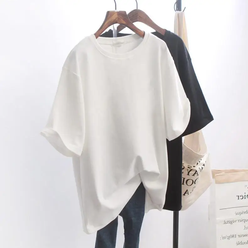 

Little Daisy Short Female Summer New Western Style White T-shirt Loose Student Mid-Length Half Sleeve Top Ins
