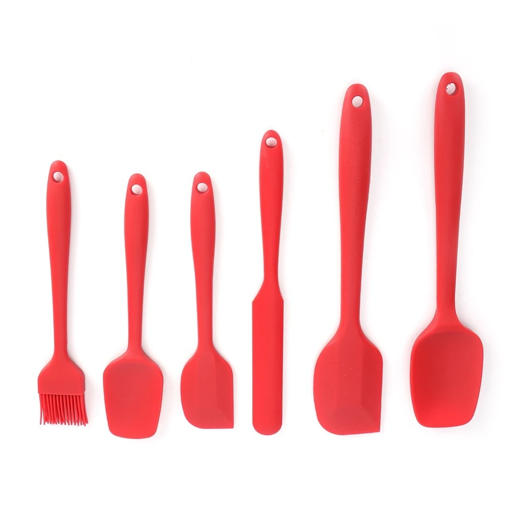 

6PCS Set Silicone Spatula Cream Cake Spatula Mixing Butter Scraper Brush Spoon Kitchen Cooking Baking Tools