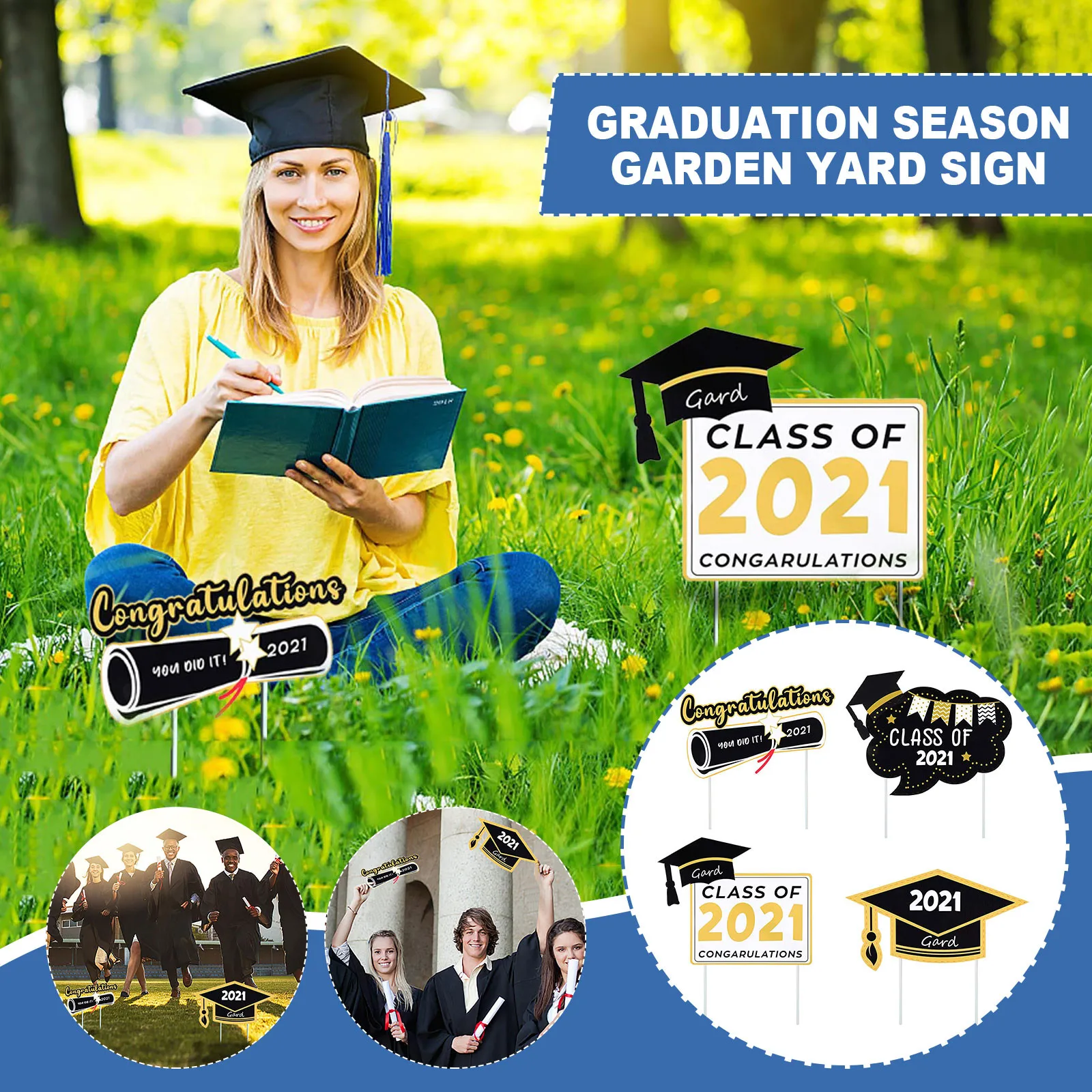 

4 шт. Выпускной вечерние украшения 2021 деревянный Водонепроницаемый DIY двор знак украшения сада наружная домашний Декор #40