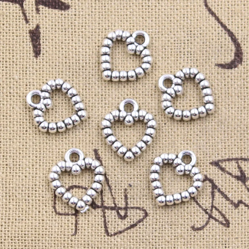 

40pcs Charms Hollow Heart 14x12mm Antique Silver Color Pendants DIY Crafts Making Findings Handmade Tibetan Jewelry
