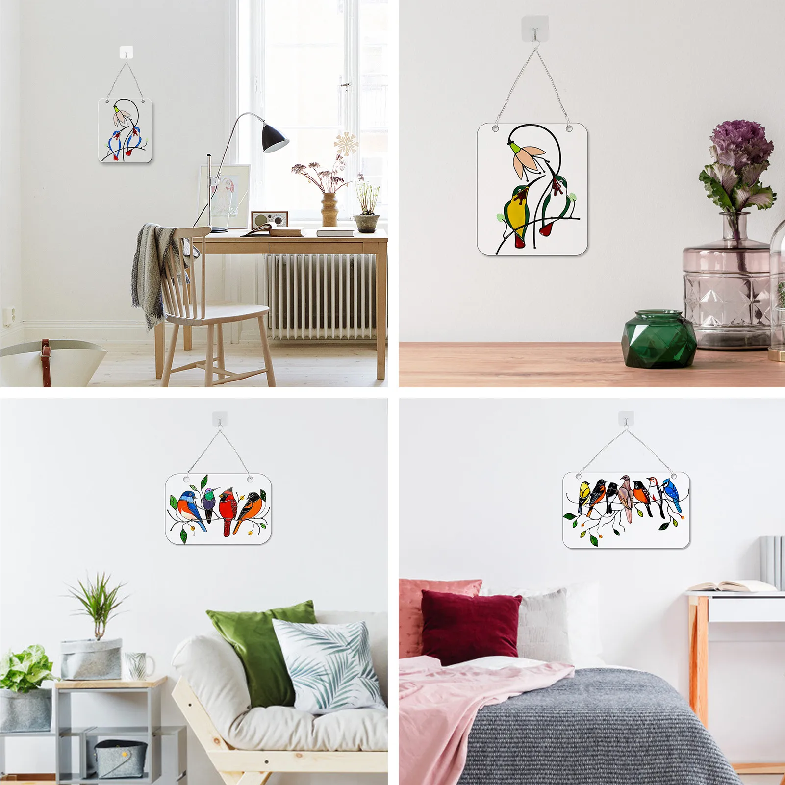 

Bird Pendant Stained Acrylic Handmade Colorful Multi-functional Artwork Decor Wall Window Hanging Ornament House Decoration