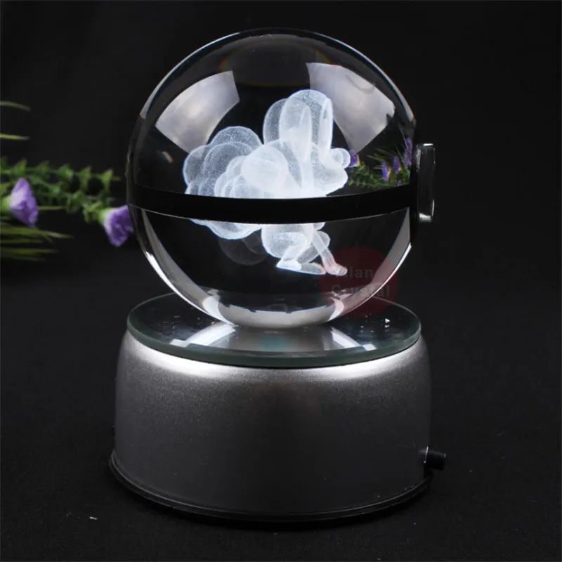 Стиль Pokemon Ball с гравировкой хрустальный шар для подарка с Led светильник - Цвет: froakie