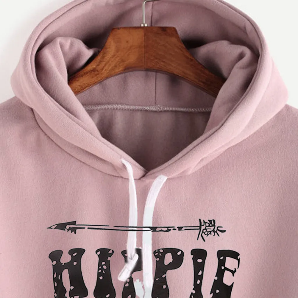 Толстовки женские большой размер Досуг с буквенным принтом длинный рукав