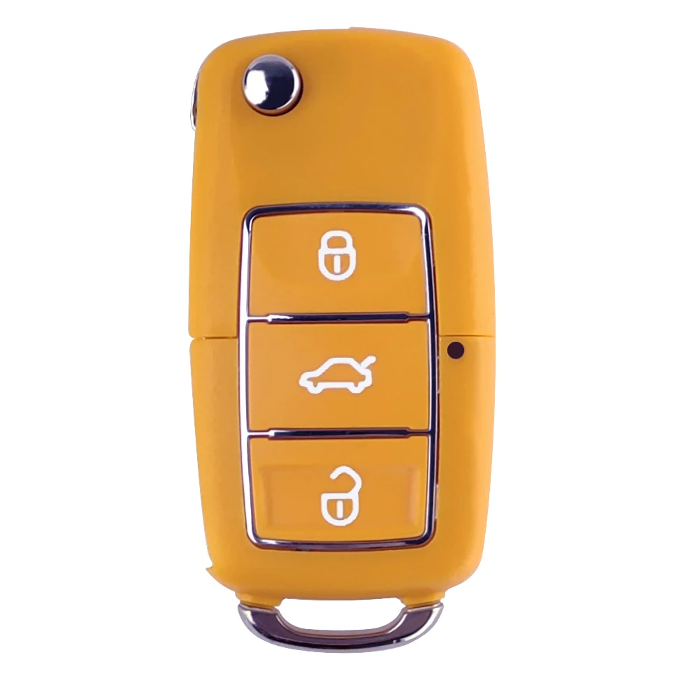 OkeyTech Автомобильный откидной складной чехол для ключей V W Volkswagen Beetle 3 кнопки HAA Uncut Пустой Клинок Синий черный зеленый красный оранжевый - Цвет: Оранжевый