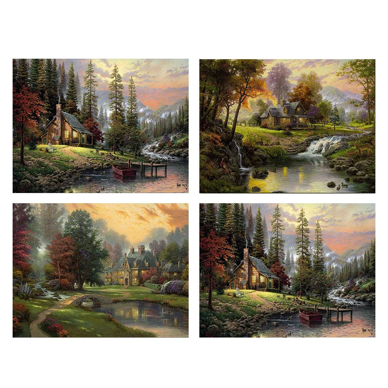 

5D DIY Trees River Diamond Painting Scenic Diamond Embroidery Fall Full Square Painting Rhinestones Home Decor Diamonds Mosaic