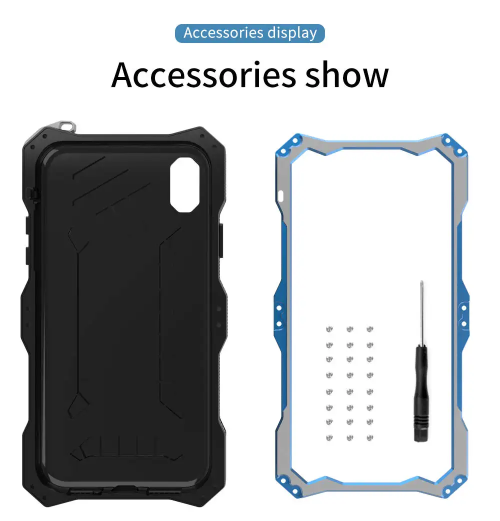 Luxury Aluminum Metal + Rubber Free Gorilla Glass Case For iphone XS MAX XR X 6 6s 7 8 Plus Cover Waterproof Armor Phone Cases |