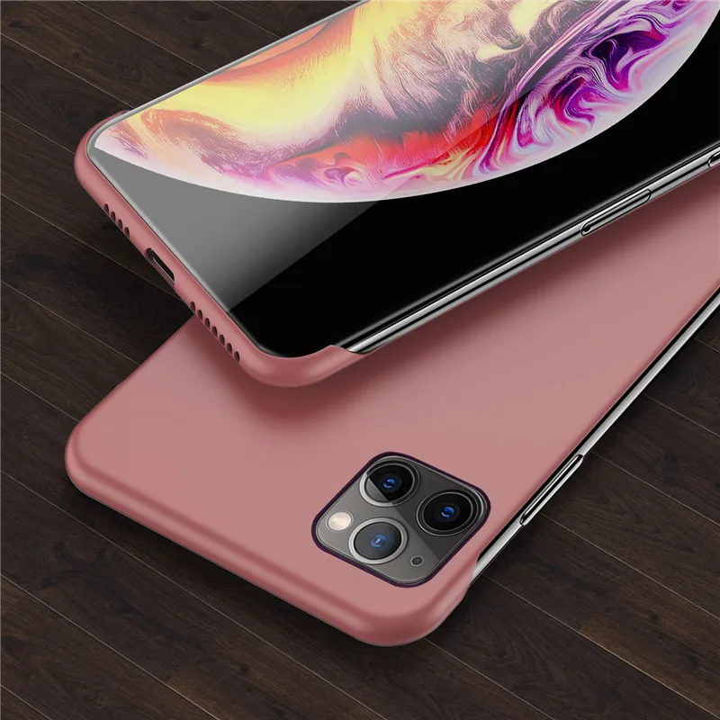 Pink Lovebay тонкий скраб Жесткий PC Бескаркасный чехол для телефона для iphone 11 6S 7 8 Plus XR X XS 11 Pro Max сплошной матовый чехол-накладка без полей - Color: Pink