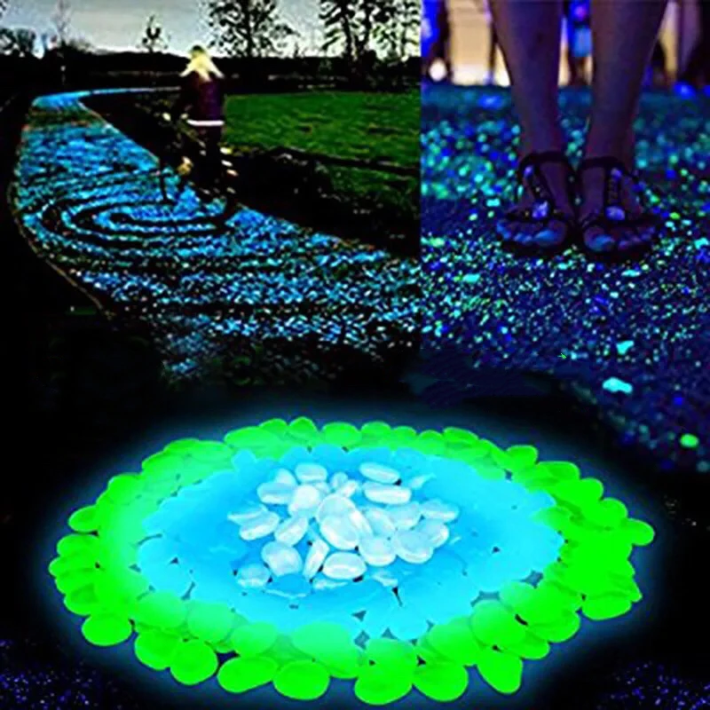 

100pcs Garden Decor Luminous Stones Glow In Dark Decorative Pebbles Outdoor Fish Tank Decoration Pebble Rocks Aquarium Mix Color