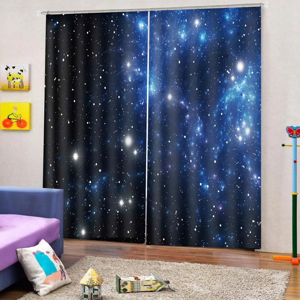 blue curtains sky star blackout D Curtain Printing Blockout Polyester Photo Drapes Fabric For Room | Дом и сад