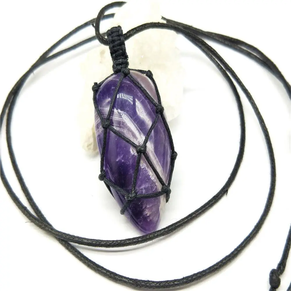

1pc Natural Stone necklace amethysts Lucky heart pendant for Jewelry hand made fantasy amethystS