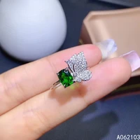 kjjeaxcmy fine jewelry 925 sterling silver inlaid natural diopside womens popular personality butterfly square gem ring support